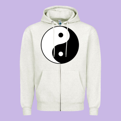 Yin And Yang Zipper Hoodie Designed By Artisfamous