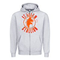 Heather Grey italian stallion Zipper Hoodie - artisFamous