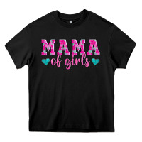Black mama of girls floral pattern turquoise heart Heavy Core Tee - Jasminsmagicworld