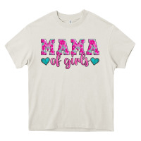 Cream mama of girls floral pattern turquoise heart Heavy Core Tee - Jasminsmagicworld