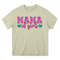 Mossy mama of girls floral pattern turquoise heart Heavy Core Tee - Jasminsmagicworld