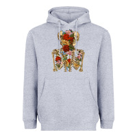 Heather Grey flower skeleton Heavyweight Hoodie - RanaPortraitStore