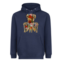 Navy flower skeleton Heavyweight Hoodie - RanaPortraitStore