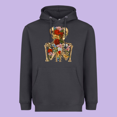 Flower Skeleton Heavyweight Hoodie Designed By Ranaportraitstore