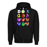 Black geometry dash difficulty  faces Zipper Hoodie - artisFamous