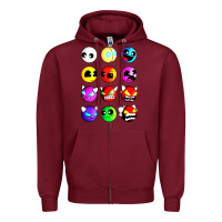 Burgundy geometry dash difficulty  faces Zipper Hoodie - artisFamous