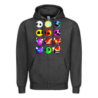 Charcoal Heather geometry dash difficulty  faces Zipper Hoodie - artisFamous