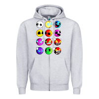 Heather Grey geometry dash difficulty  faces Zipper Hoodie - artisFamous