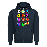 Navy geometry dash difficulty  faces Zipper Hoodie - artisFamous