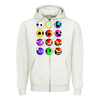 Oatmeal Heather geometry dash difficulty  faces Zipper Hoodie - artisFamous