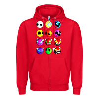 Red geometry dash difficulty  faces Zipper Hoodie - artisFamous