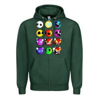 Sports Green geometry dash difficulty  faces Zipper Hoodie - artisFamous
