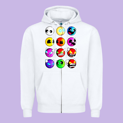 Geometry Dash Difficulty  Faces Zipper Hoodie Designed By Artisfamous