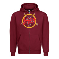 Burgundy heavy metal Zipper Hoodie - artisFamous