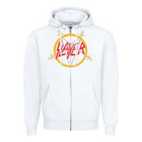 White heavy metal Zipper Hoodie - artisFamous