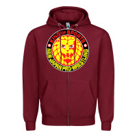 Burgundy japan pro wrestling Zipper Hoodie - artisFamous