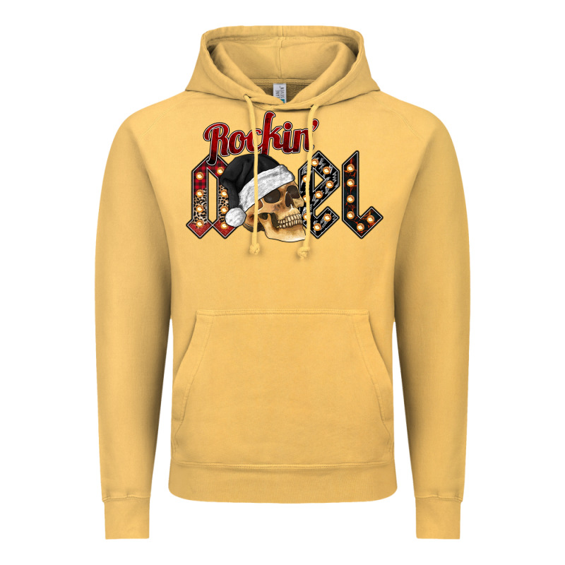 Rockin Noel Skull Vintage Hoodie by CowhideDigitalArt | Teevron