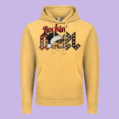 Rockin Noel Skull Vintage Hoodie Designed By Cowhidedigitalart