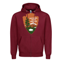 Burgundy national park service Zipper Hoodie - artisFamous