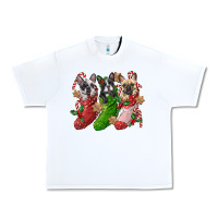 White french bulldog with christmas socks Urban Heavy Tee - FaDigitalArtStudio