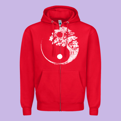 Yin Yang Bonsai Tree Zipper Hoodie Designed By Artisfamous
