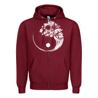 Burgundy yin yang bonsai tree Zipper Hoodie - artisFamous