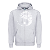 Heather Grey yin yang bonsai tree Zipper Hoodie - artisFamous