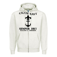 Oatmeal Heather cajun navy Zipper Hoodie - artisFamous