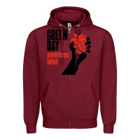 Burgundy american idiot Zipper Hoodie - artisFamous
