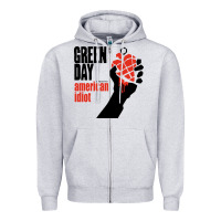 Heather Grey american idiot Zipper Hoodie - artisFamous