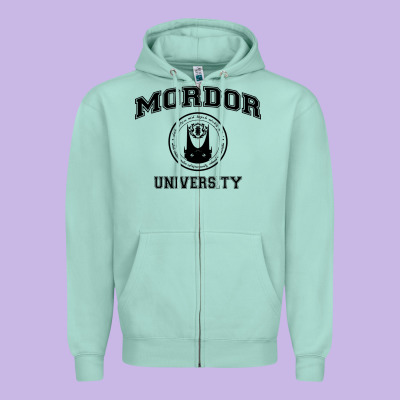 Mordor University Zipper Hoodie Designed By Artisfamous