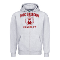 Heather Grey mordor university Zipper Hoodie - artisFamous