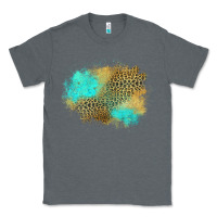 Charcoal Heather turquoise leopard patch Classic Tee - Jasminsmagicworld