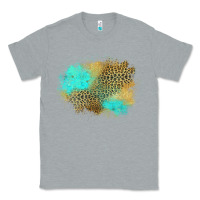 Heather Grey turquoise leopard patch Classic Tee - Jasminsmagicworld