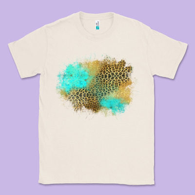 Turquoise Leopard Patch Classic Tee Designed By Jasminsmagicworld