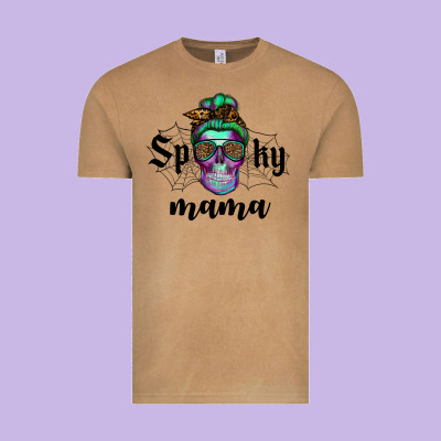 Spooky Mama Skull Vintage Tee Designed By Ranaportraitstore