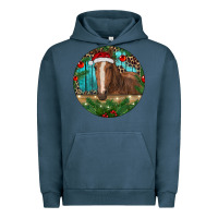 Pigment Midnight Navy Brown Horse Christmas Urban Hoodie - RanaPortraitStore