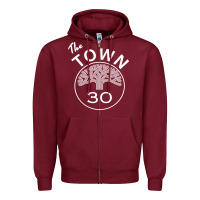 Burgundy golden state the town Zipper Hoodie - artisFamous