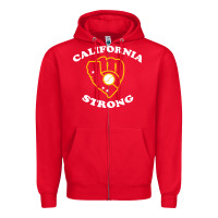 Red california strong Zipper Hoodie - artisFamous