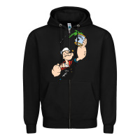 Black Popeye Spinach Retro Mens Funny Zipper Hoodie - artisFamous