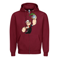 Burgundy Popeye Spinach Retro Mens Funny Zipper Hoodie - artisFamous