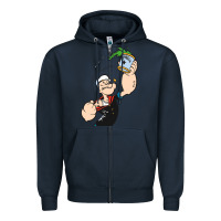 Navy Popeye Spinach Retro Mens Funny Zipper Hoodie - artisFamous