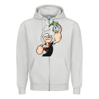 Dove Grey Popeye Spinach Retro Mens Funny Zipper Hoodie - artisFamous