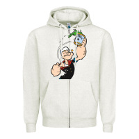 Oatmeal Heather Popeye Spinach Retro Mens Funny Zipper Hoodie - artisFamous
