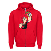 Red Popeye Spinach Retro Mens Funny Zipper Hoodie - artisFamous
