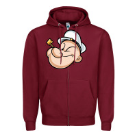 Burgundy The Sailor Popeye Zipper Hoodie - artisFamous