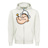 Oatmeal Heather The Sailor Popeye Zipper Hoodie - artisFamous