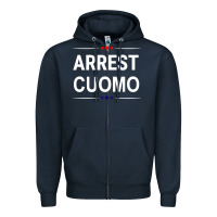 Navy anti cuomo political Zipper Hoodie - artisFamous