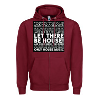 Burgundy Let there be house music Zipper Hoodie - artisFamous