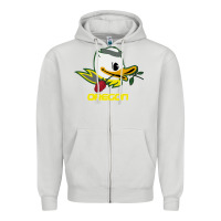 Dove Grey throwback oregon Zipper Hoodie - artisFamous